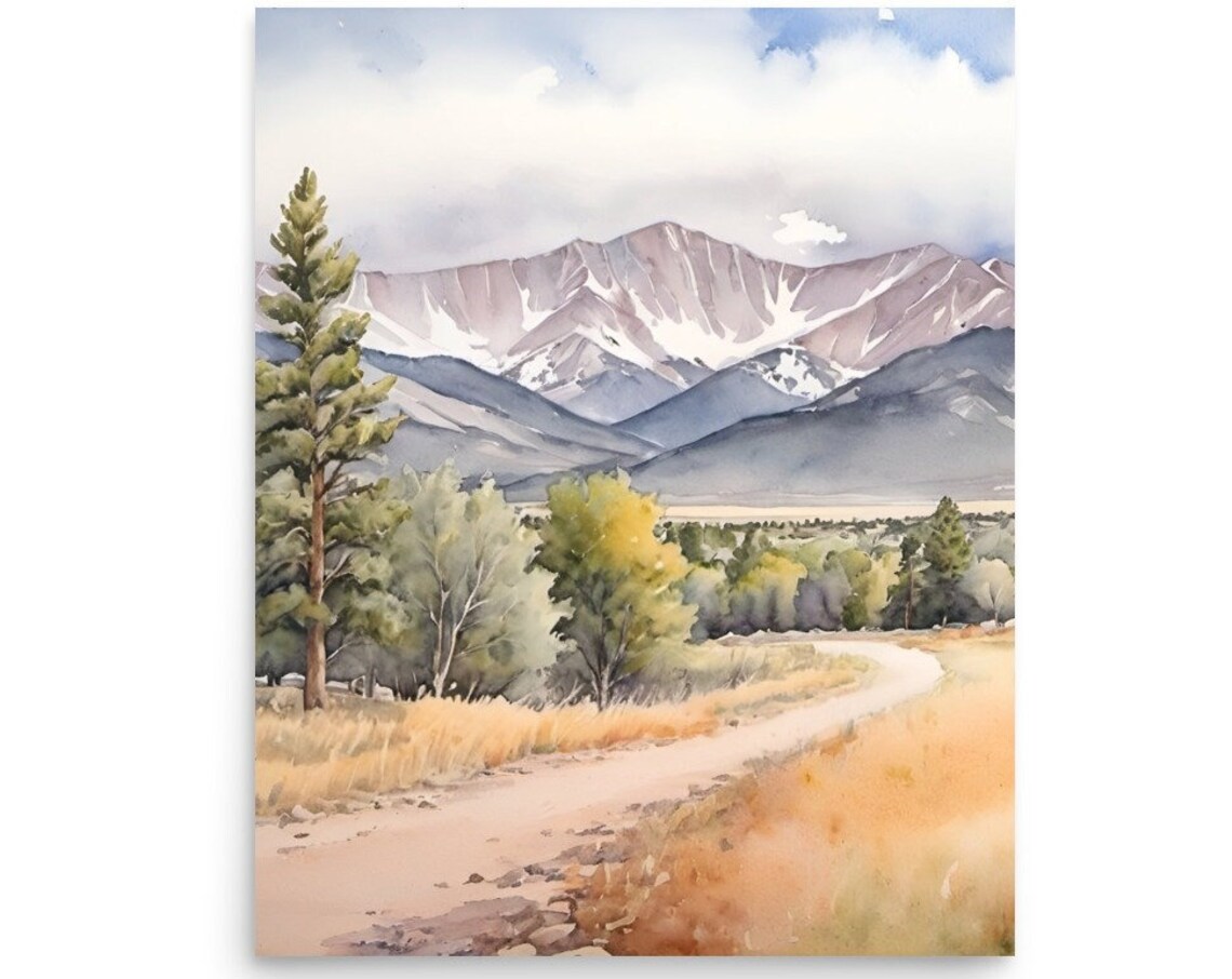 Mount Morrison Colorado Watercolor Landscape Art Print