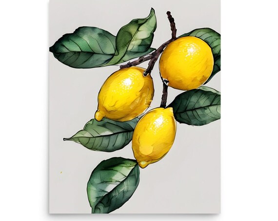 Lemons Painting Lemon Watercolor Art Print Fruit Wall Art Citrus Fruits Watercolor Print Kitchen Still Life Farmhouse Or Kitchen Wall Decor