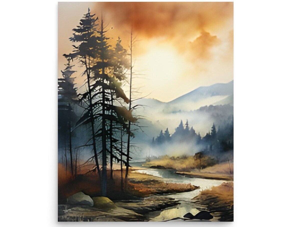 Appalachian Mountains Watercolor Landscape Art Print
