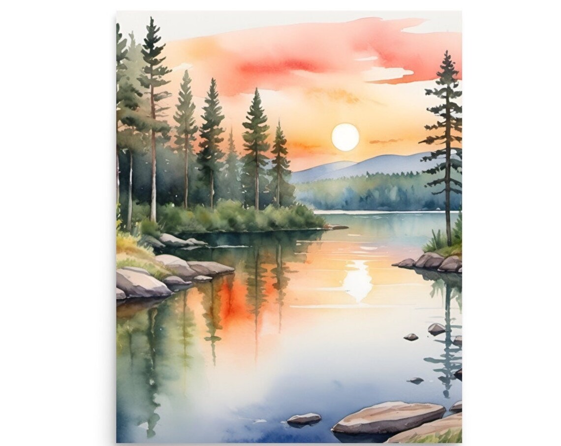 Big Bear Lake, California Watercolor Art Print