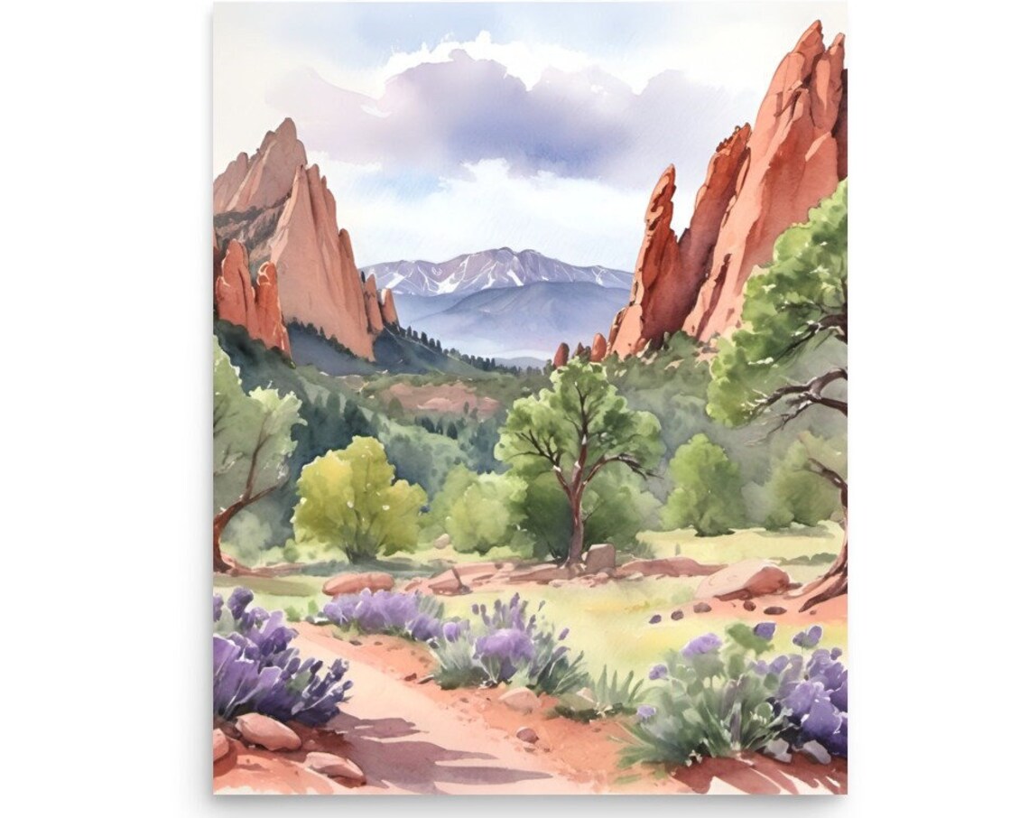 Garden Of Gods Watercolor Art Print, Colorado