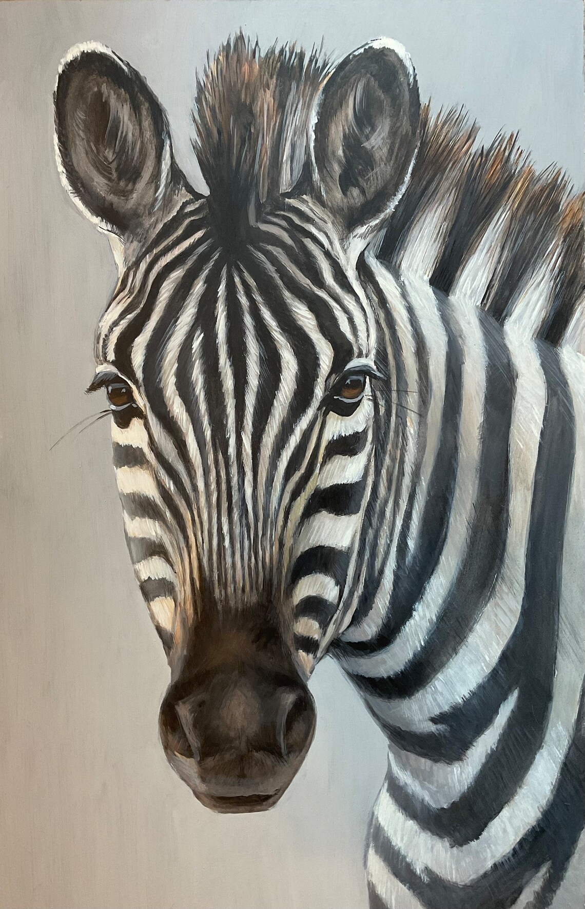 Zebra Portrait, Original Acrylic Painting - Image 2