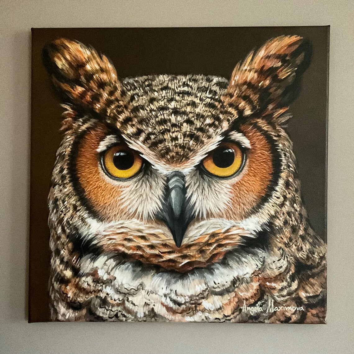 Owl Portrait Acrylic Painting Poster Art Print