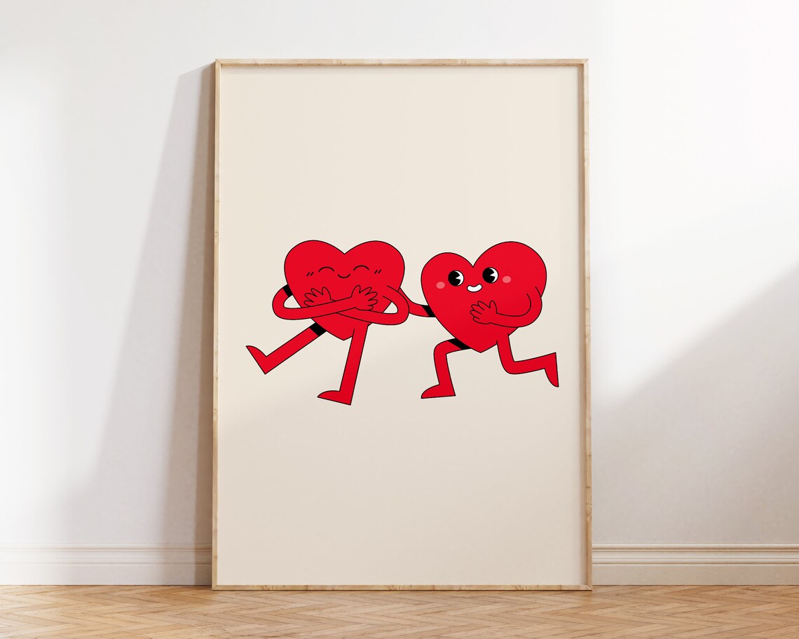 Cute Retro Hearts Valentine's Day Art Print - Image 3