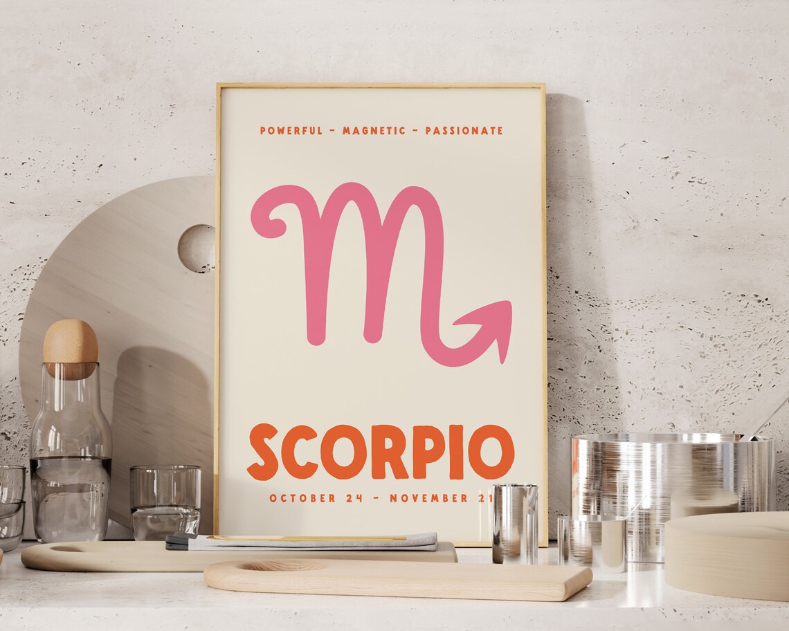 Scorpio Zodiac Poster Print, Preppy Wall Decor - Image 2