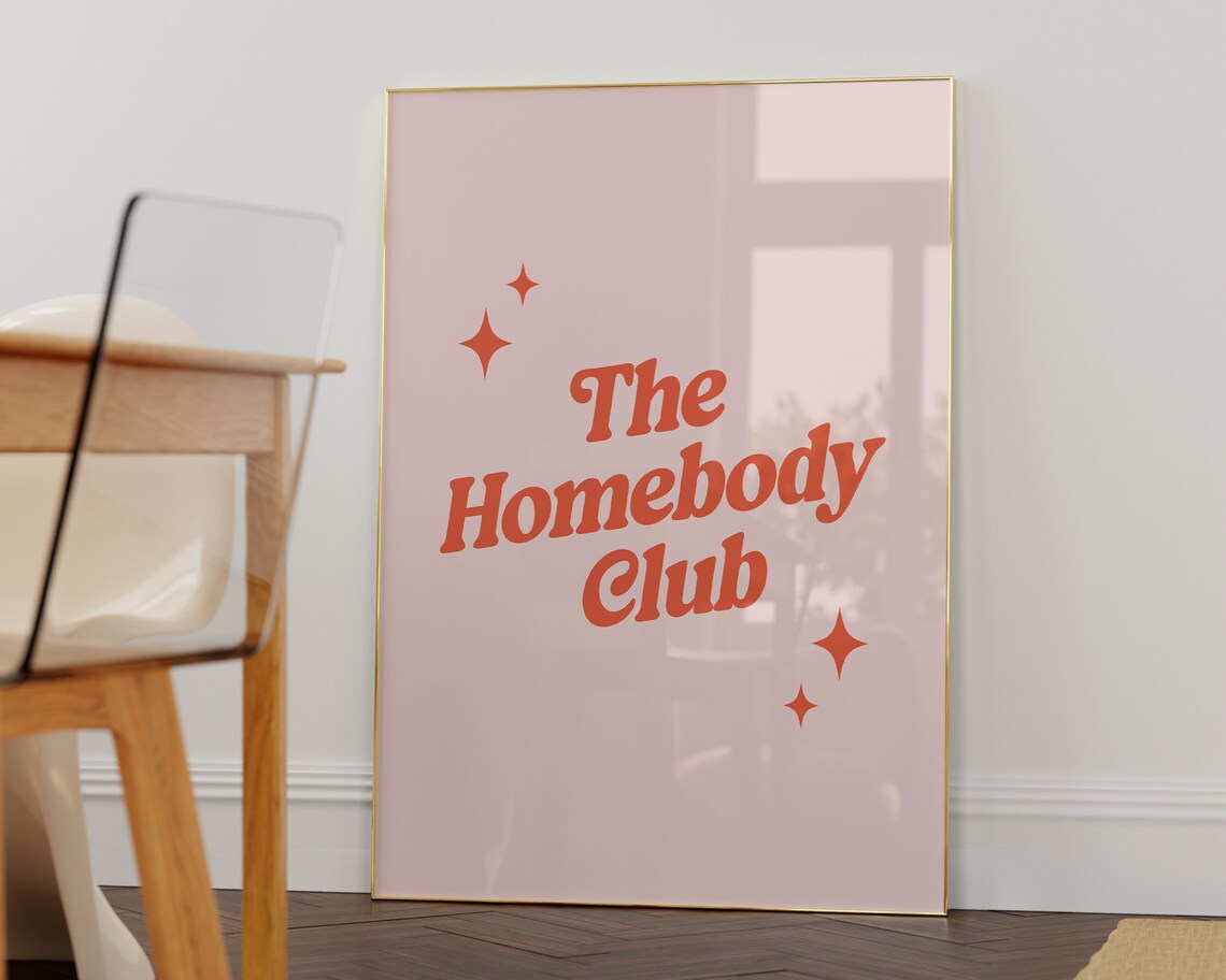 The Homebody Club Pink Retro Typography Cozy Night In Poster - Image 2