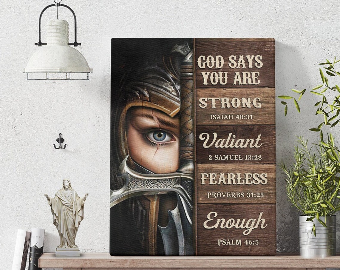 Female Warrior Of God Daughter Of The King Child Of God Lion Jesus Painting God Wall Art Gift For Christian Christmas Gift - Image 5