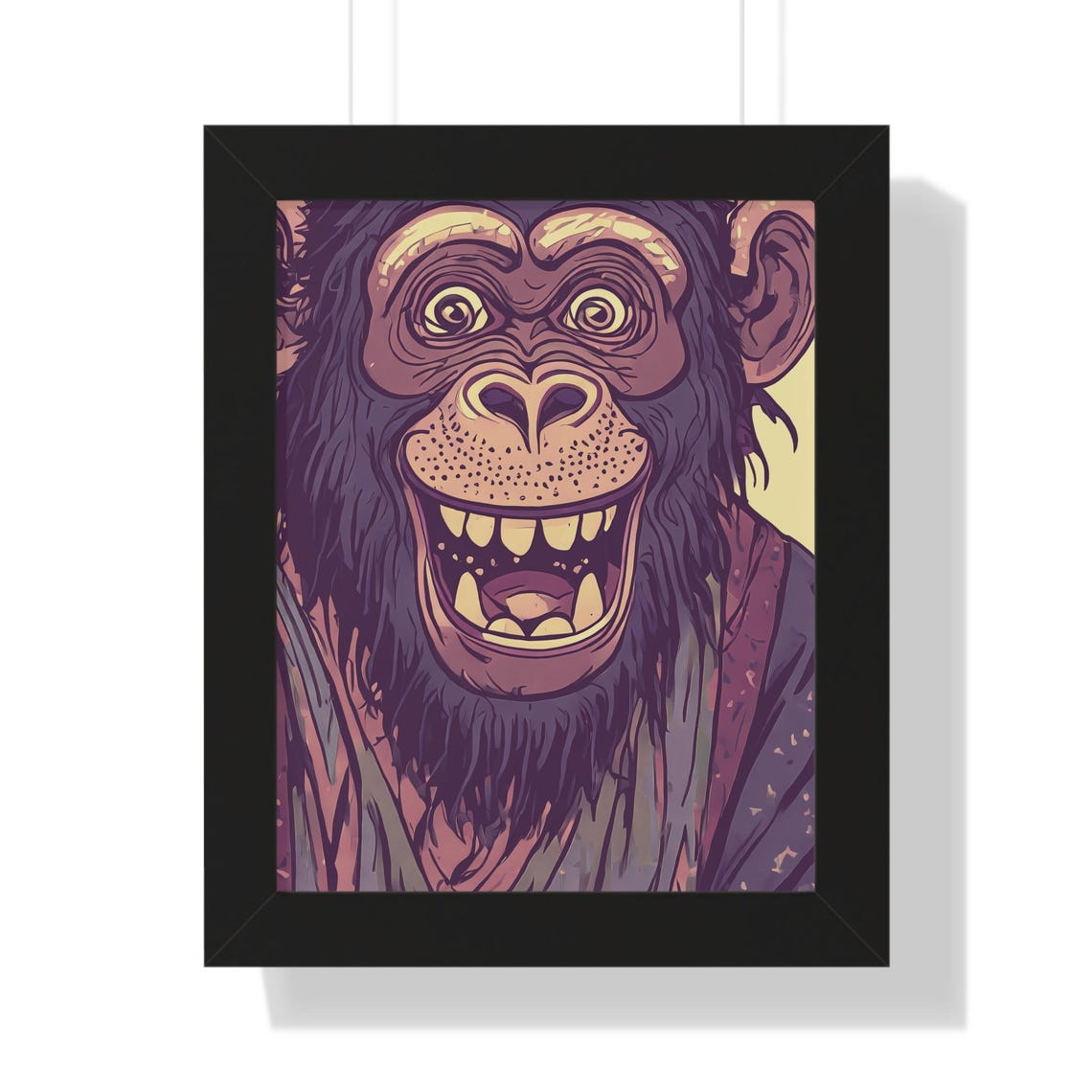 Cheerful Grinning Cartoon Monkey Face in Pop Art Style Poster - Image 3