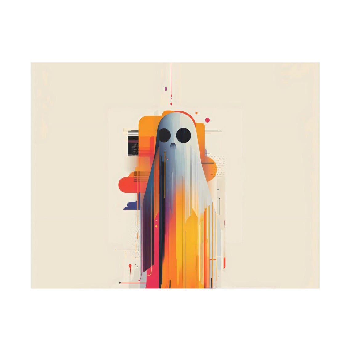 Ghost Geometric Poster Print Gothic Modern Painting Halloween Eccentric Wall Print Airbnb Art Wall Decor - Image 3