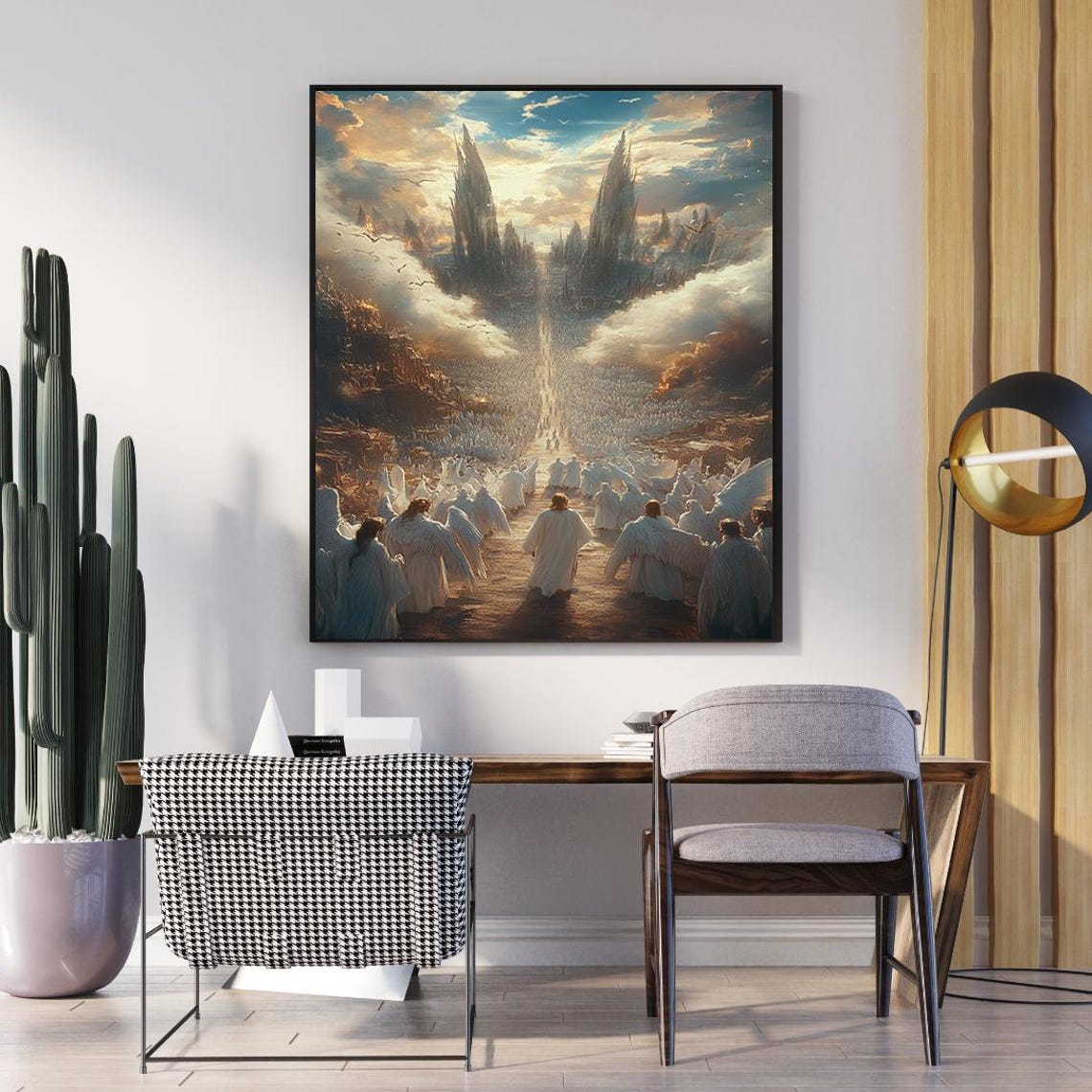Angels Gathered Before A Radiant Celestial City In Clouds Poster - Image 2
