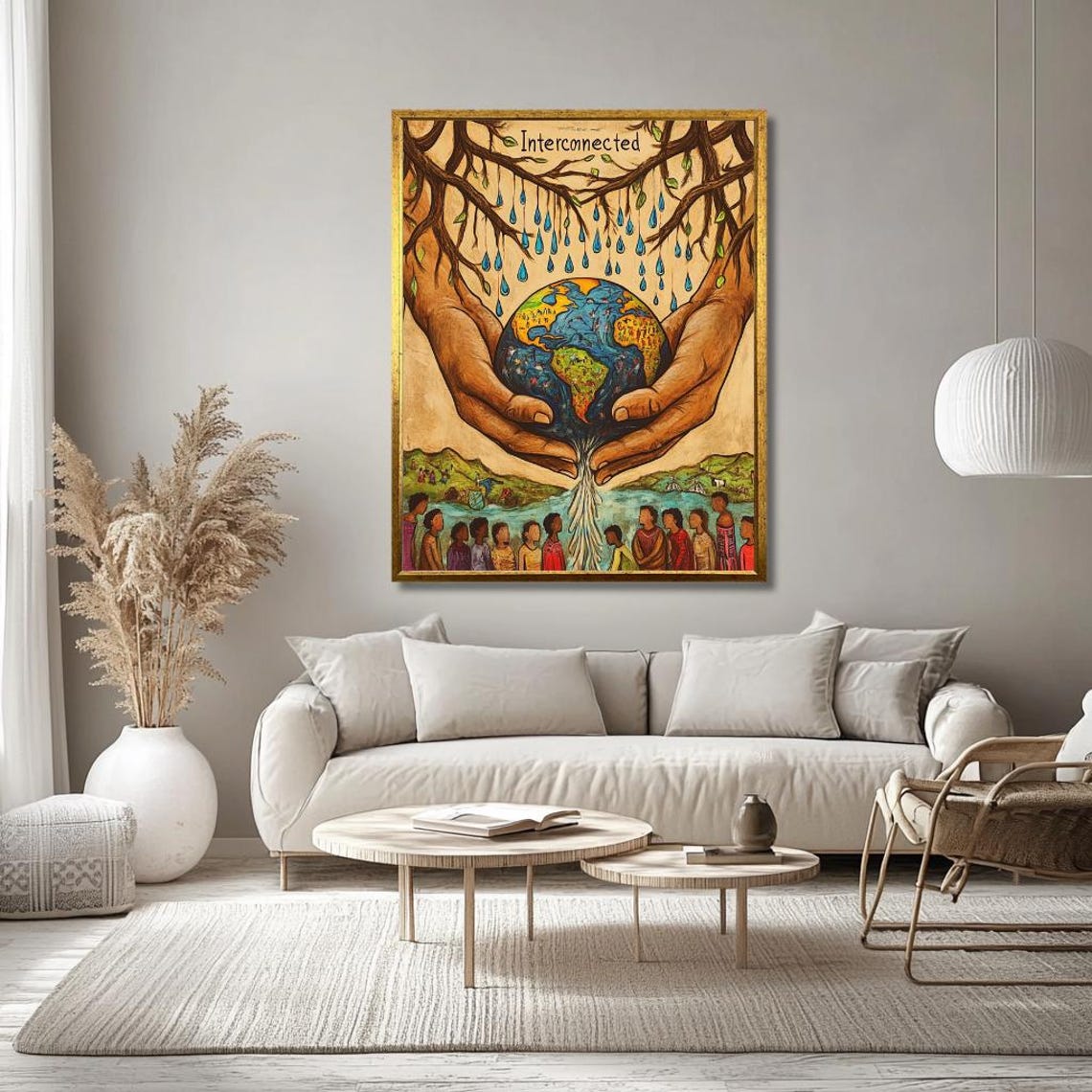 Interconnected Hands Holding Earth Community Symbol Art Poster - Image 3