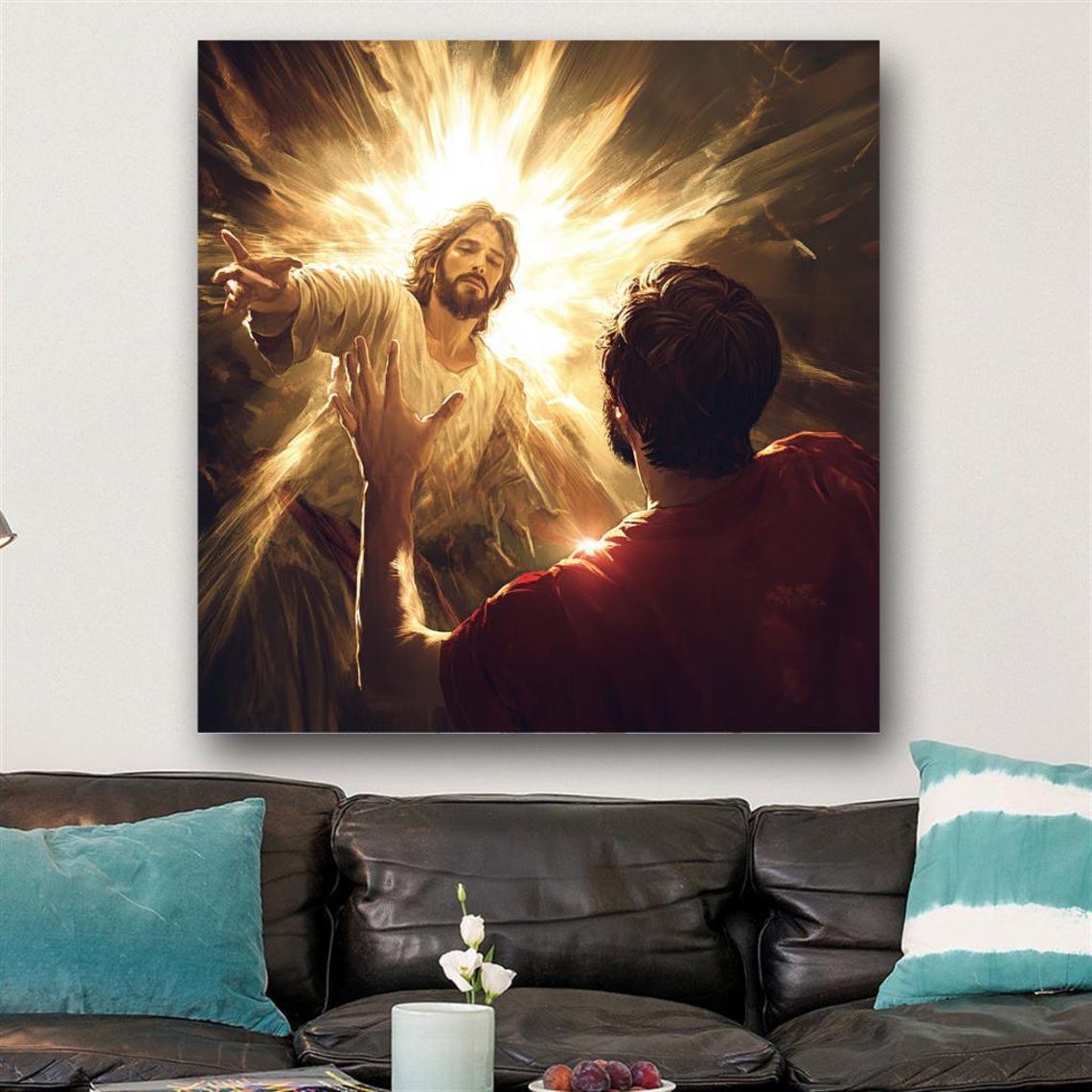Jesus Appearing in Divine Light Before a Reaching Believer Poster - Image 3