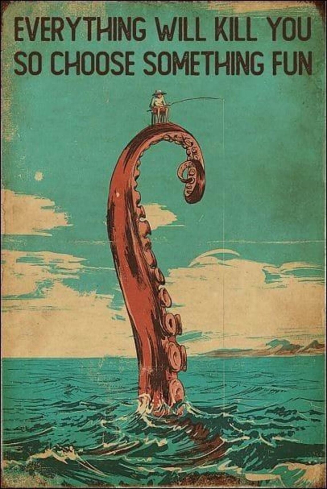 Funny Actopus Quote Poster, Vintage Art Deco - Image 2