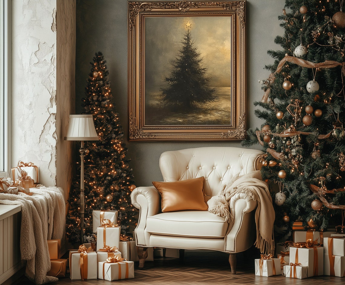 Vintage Christmas Tree Art Print, Winter Decor - Image 3