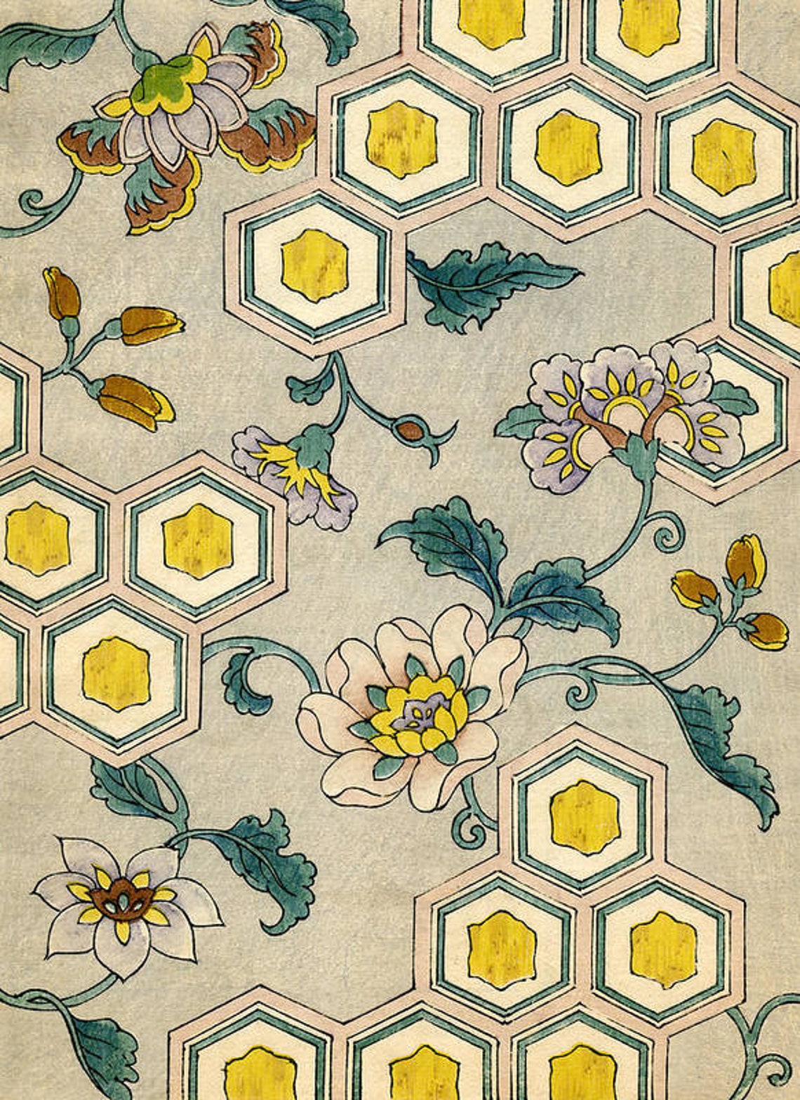 Vintage Japanese Blossoms, Abstract Botanical Art Print - Image 3