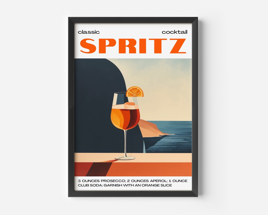 Aperol Spritz, Retro Cocktail Poster Print - Image 4