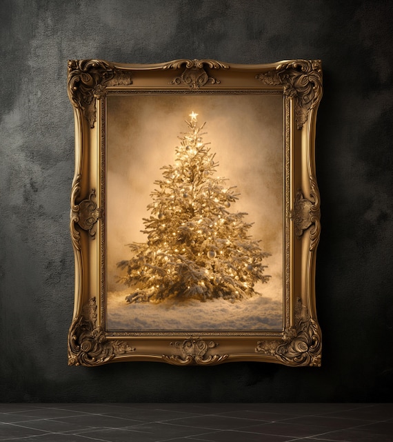 Vintage Cozy Christmas Tree Poster Print, Winter Decor