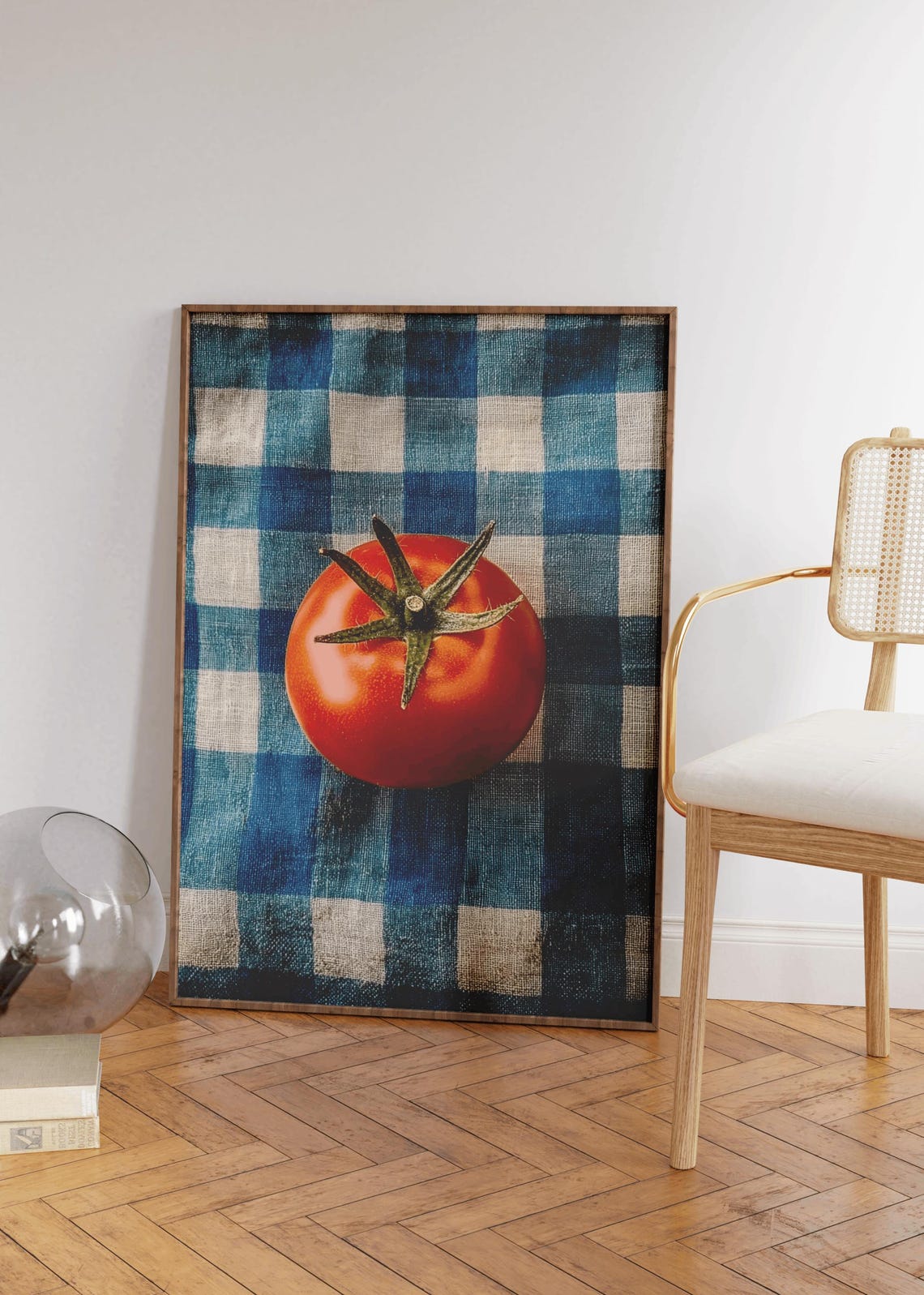 Vintage Tomato on Checkered Tablecloth Art Print - Image 2