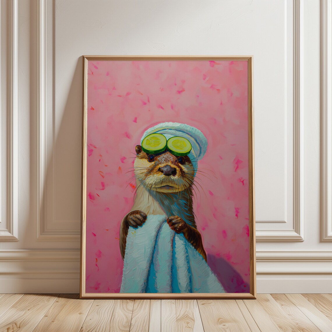 Cute Otter Oil Painting, Maximalist Bathroom Art Print - Image 5