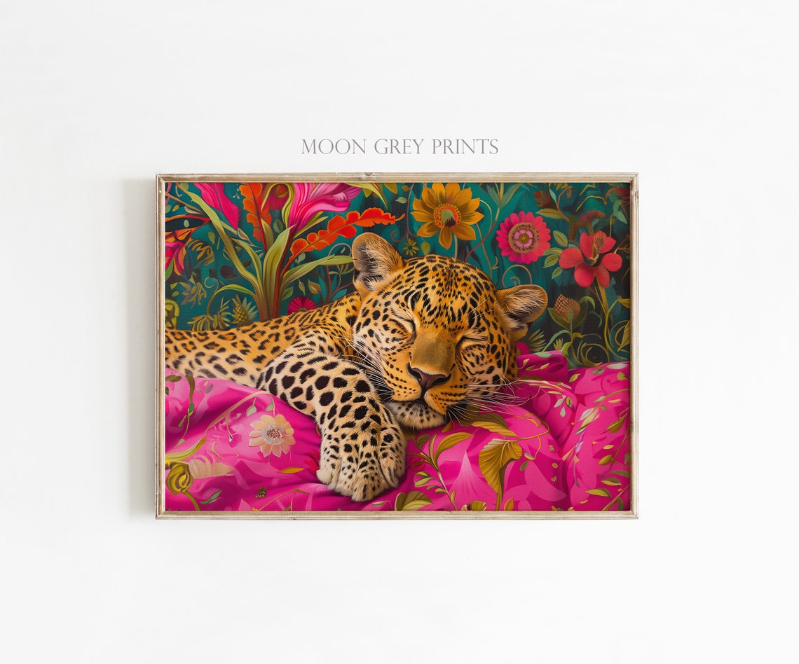 Sleeping Leopard Poster, Maximalist Oil Painting - Image 2
