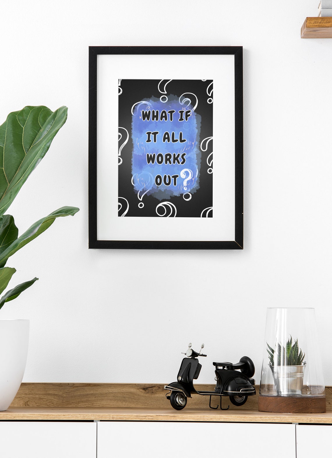 What If It All Works Out Blue Watercolor Question Mark Poster - Image 3
