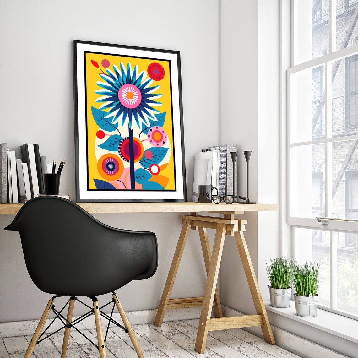 Bold Pop Art Daisy Bloom in Sunshine Yellow Botanical Poster - Image 3