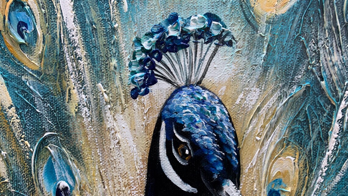 Peacock Courtship Abstract Bird Mural Art Print - Image 3