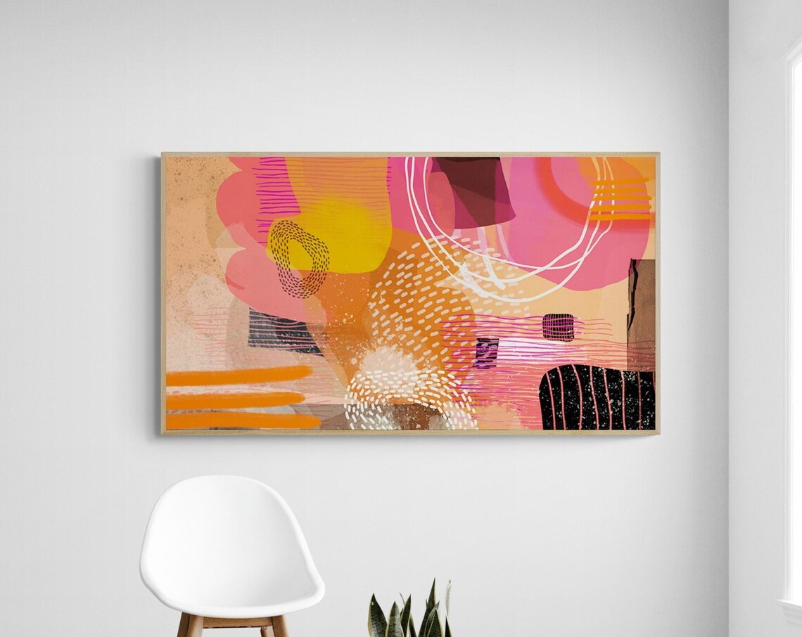 Frame Tv Art Abstract Colorful Frame Tv Modern Tv Orange Pink Frame Tv - Image 5