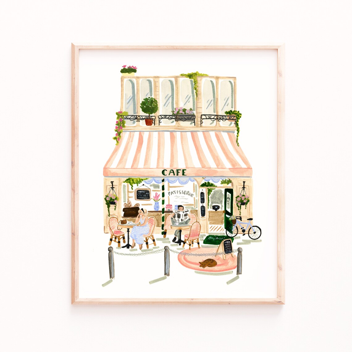 Parisian Scene Illustration, Paris Travel Poster