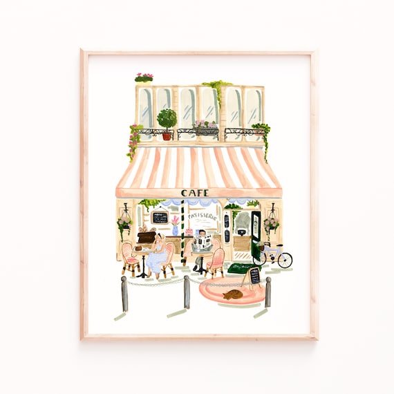 Parisian Scene Illustration, Paris Travel Poster