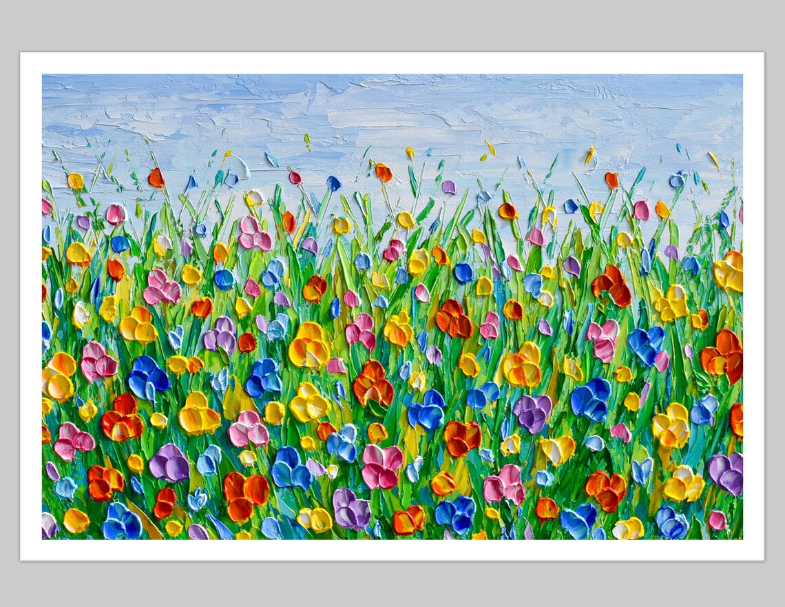 Colorful Flower Field Meadow Botanical Art Print