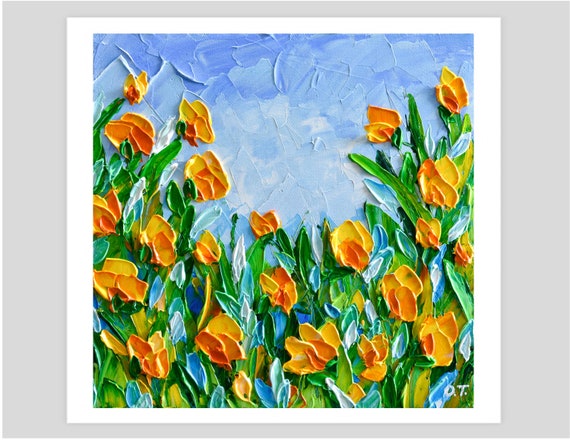 California Poppy Landscape Art Print, Floral Field