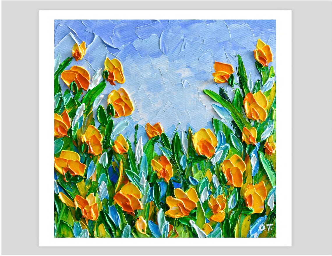 California Poppy Landscape Art Print, Floral Field