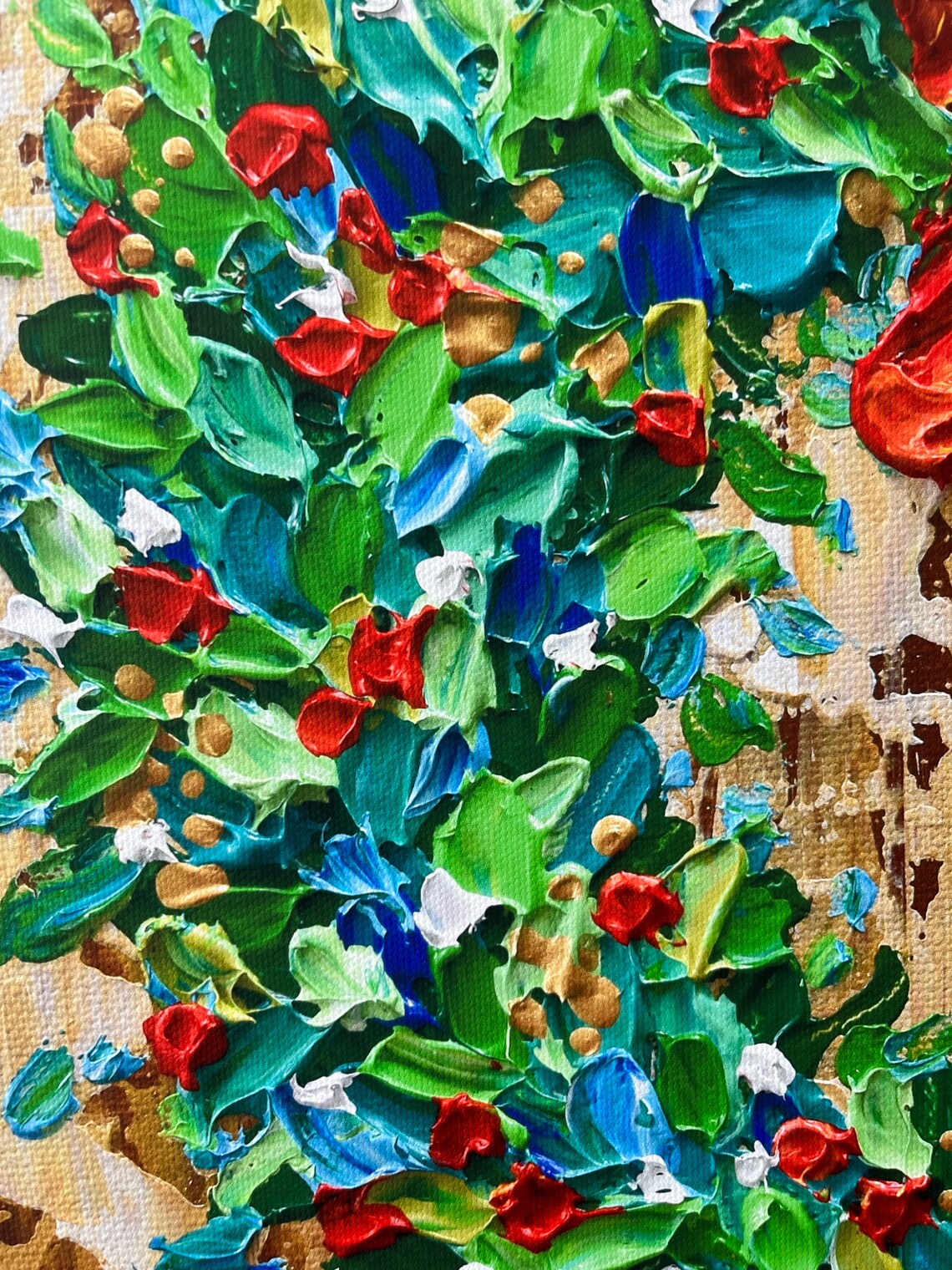 Christmas Wreath Art Print, Holiday Original Painting - Image 3