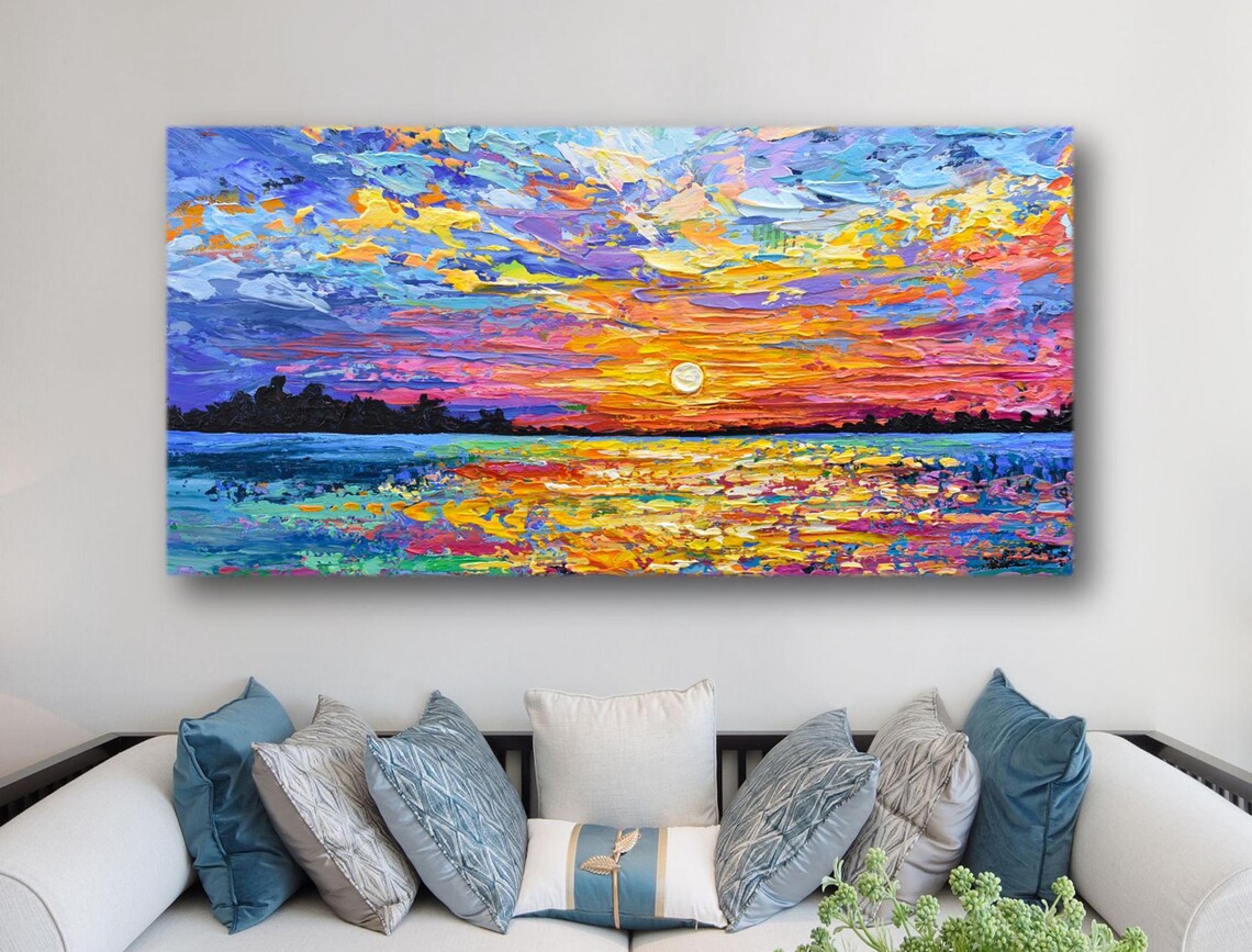 Sunset Ocean Impressionist Tropical Beach Art Print - Image 3