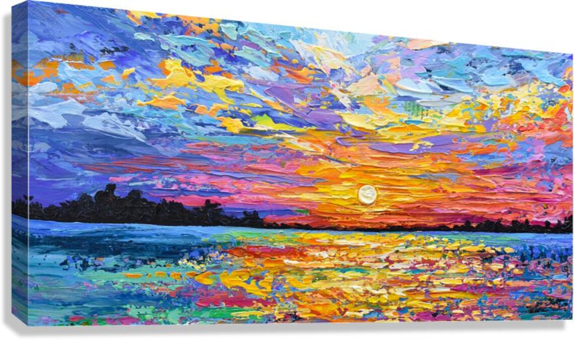 Sunset Ocean Impressionist Tropical Beach Art Print - Image 2