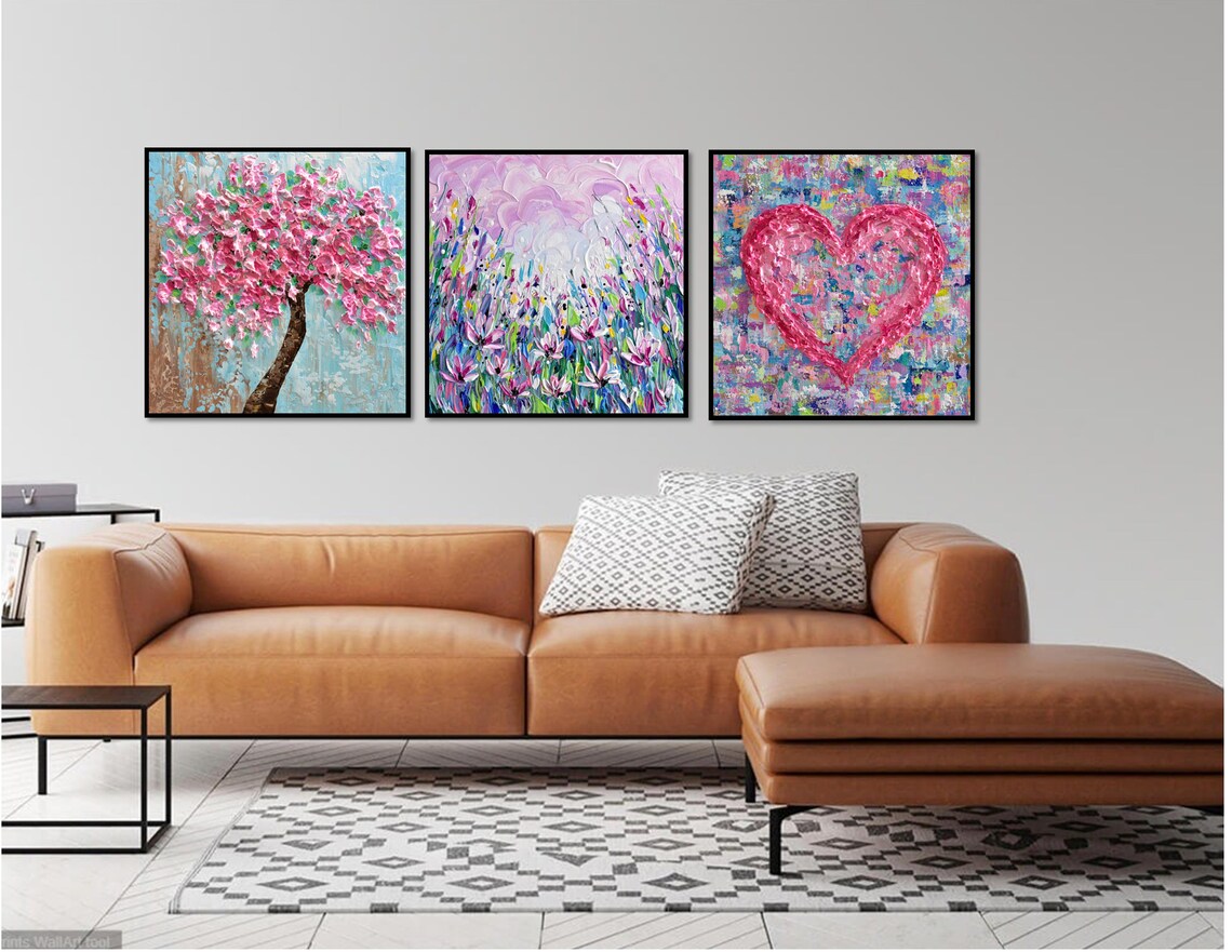 Cherry Blossom Tree Print Pink Blooming Tree Wall Art Impasto Painting Gift For Her - Image 2