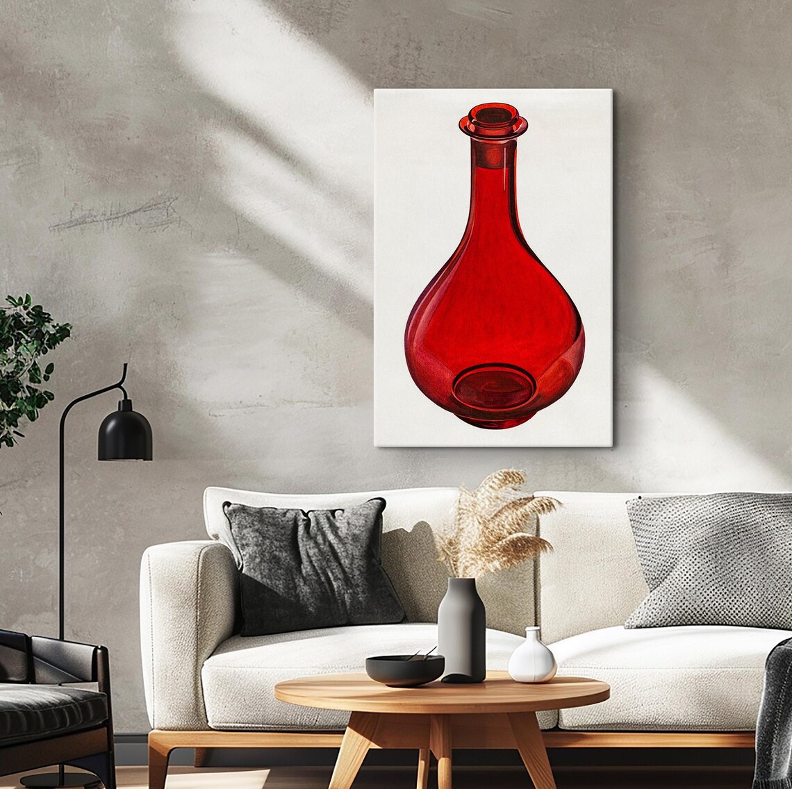 Glossy Red Glass Decanter Minimalist Still Life Kitchen Poster - Image 5