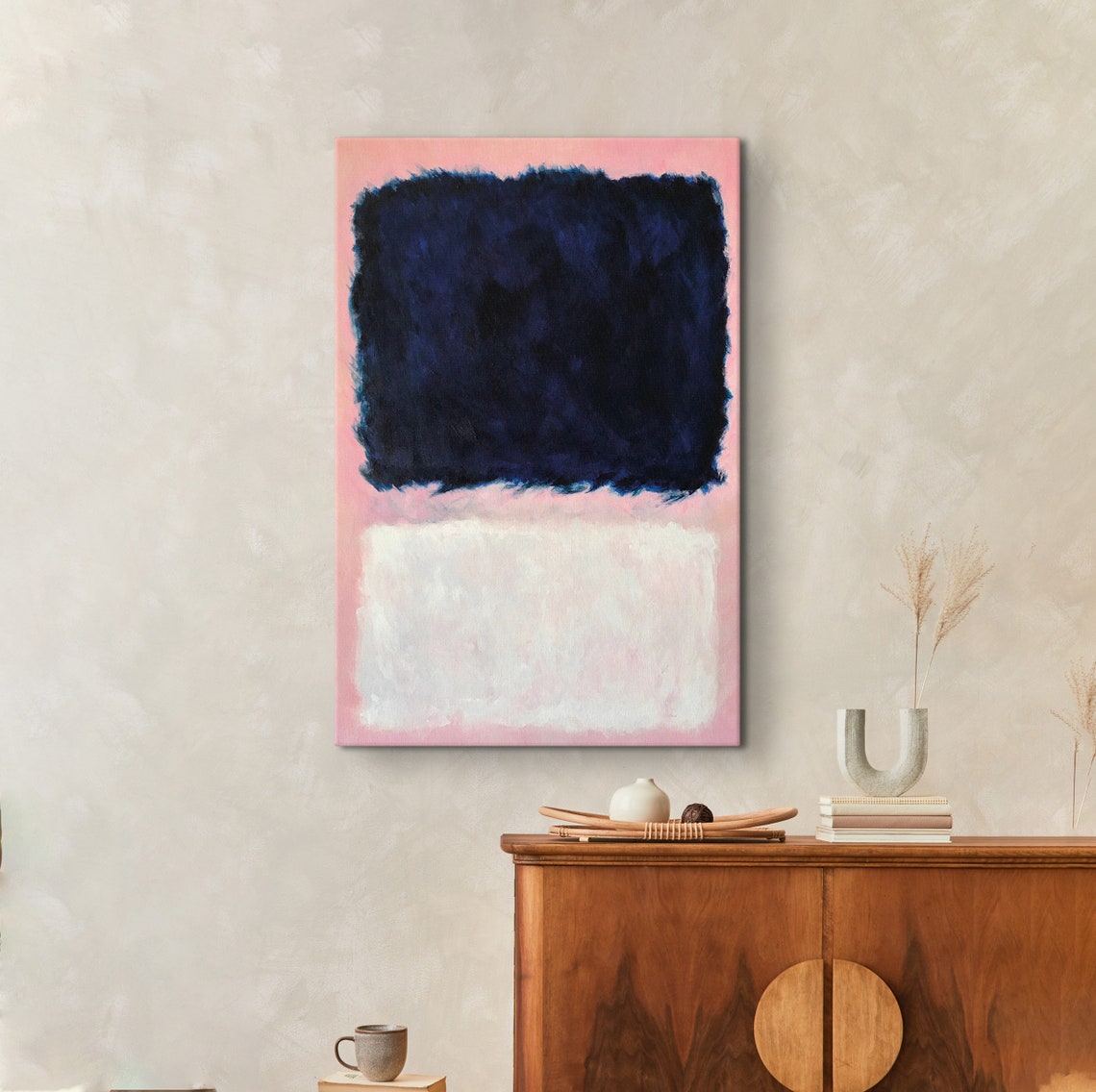 Mark Rothko Pink White Dark Blue Contrast Color Field Abstract Poster - Image 4