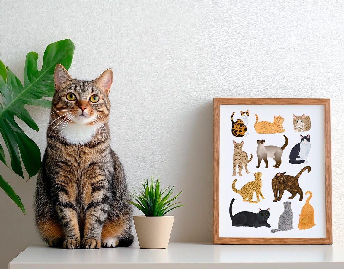 Cat Painting, Artistic Cat Art Poster - Image 2