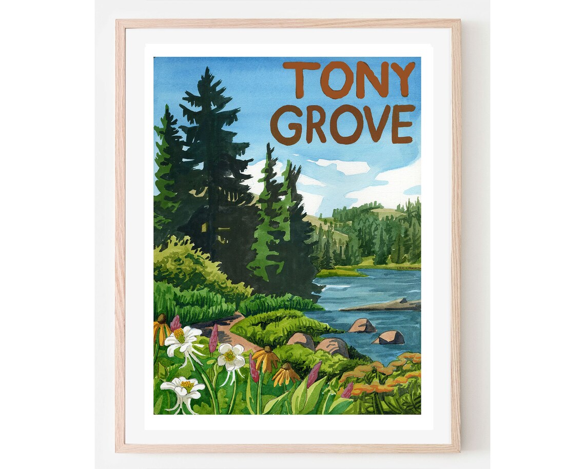 Tony Grove Travel Poster, Utah Cache Valley Vintage