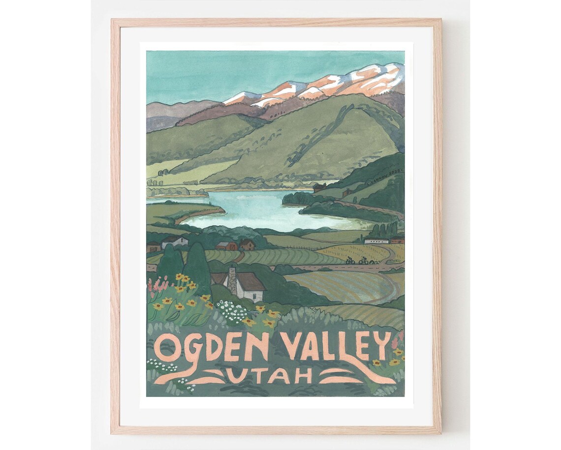 Ogden Valley Vintage Travel Poster, Utah Ski Art Print