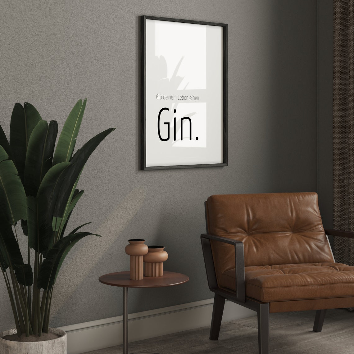 Give Your Life a Gin Funny German Quote Bar Decor Typography Poster - Image 3