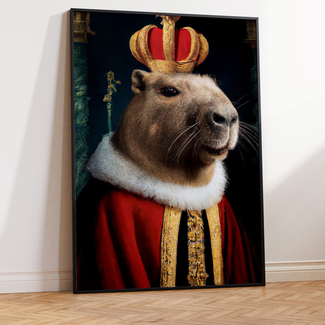 Capybara In The Middle Ages Capybara King Capybara Picture Funny Picture Animal Portrait Capybara Portrait Oil Painting Oil Painting Animal - Image 2
