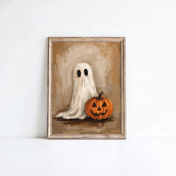 And Pumpkin Halloween Art Print Vintage Style