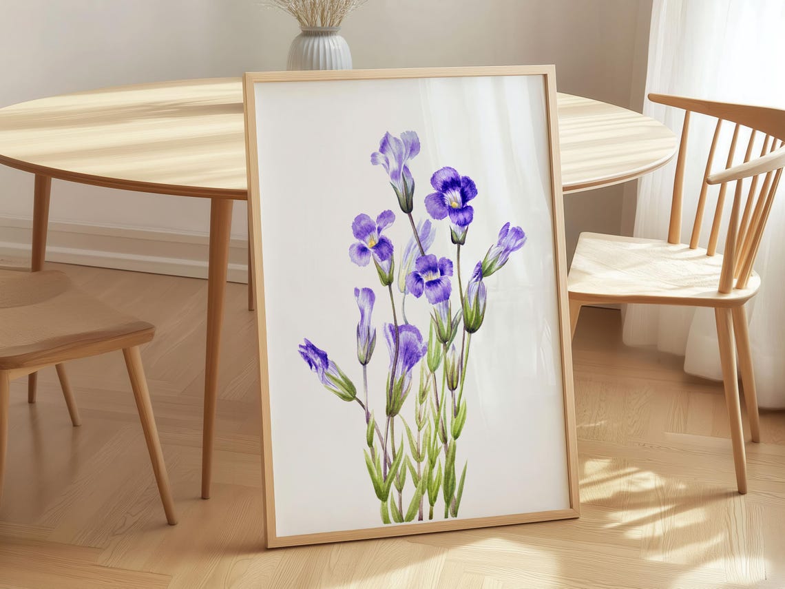 Mary Vaux Walcott Fringed Gentian Purple Wildflower Botanical Poster