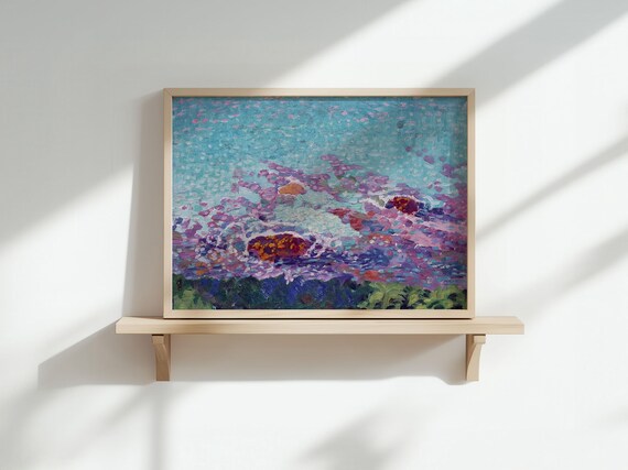 Pointillist Blossom Pond Turquoise Water Neo Impressionist Poster