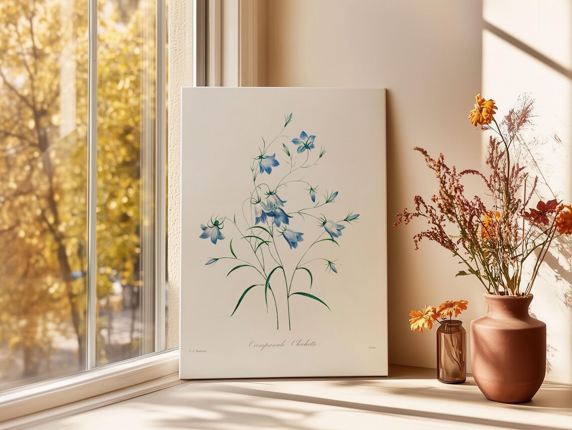 Bluebell Campanule Vintage Botanical Illustration Delicate Flower Poster