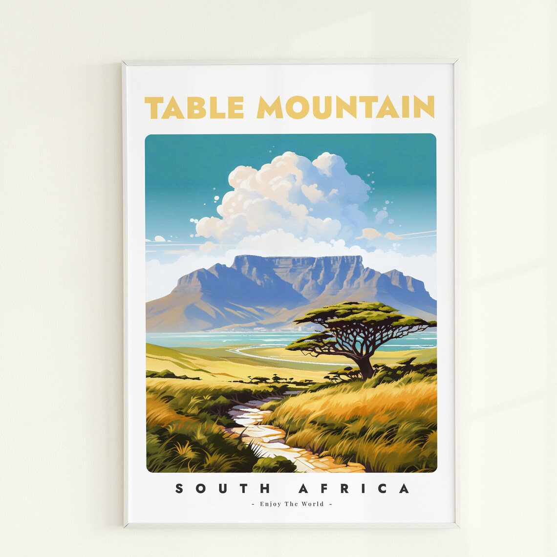 Table Mountain South Africa Travel Poster Print