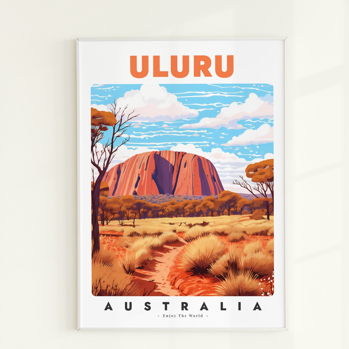 Uluru Australia Red Rock Outback Desert Daytime Travel Poster